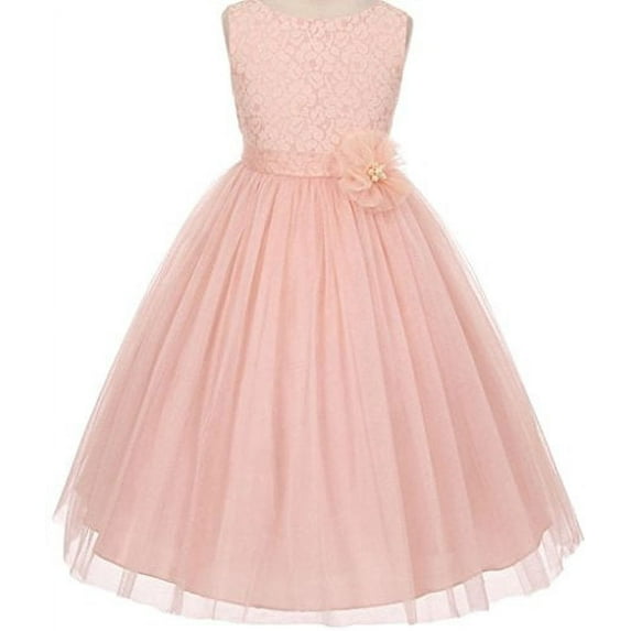 Big Girls' Lace Detailing Overlay Tulle Flowers Girls Dresses Blush 10 (M3B4K6)
