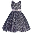 thumbnail image 1 of Big Girls' Lace Floral Pattern Satin Sash Flowers Girls Dresses Lilac 12, 1 of 3