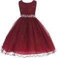 thumbnail image 1 of Big Girls' Lace Sequin Top Rhinestone Belt Pageant Flower Girl Dress Burgundy 10 (J36K70), 1 of 3