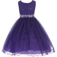 thumbnail image 1 of Big Girls' Lace Sequin Top Rhinestone Belt Pageant Flower Girl Dress Purple 12 (J36K70), 1 of 3