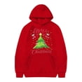 thumbnail image 1 of Big Girls Long Sleeve Hooded Sweatshirt Christmas Tree Hoodie Winter Warm Xmas Print Pullover Sweatshirts Fall Winter Clothes Size 13-14T,Red, 1 of 3