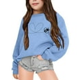 thumbnail image 1 of Big Girls Long Sleeve Sweatshirts Children's Autumn and Winter Fashion Printed Round Neck Hoodie Coat Pullovers Tops Size 9-10T,Blue, 1 of 4