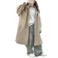 thumbnail image 1 of Big Girls Long Trench Coat Oversized Open Front Cardigan Coat Snap Zip Up Fall Windbreaker Jacket with Pockets (14 Years, Khaki), 1 of 6