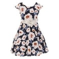 thumbnail image 1 of Big Girls Lovely Cap Sleeve Floral Birthday Party Graduation Flower Girl Dress Navy 10 (2J1K2S3), 1 of 4