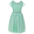 thumbnail image 1 of Big Girls' Lovely Floral Lace Chiffon Sparkling Rhinestone Flowers Girls Dresses Mint 14 (J20KS53), 1 of 3