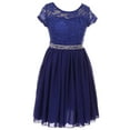 thumbnail image 1 of Big Girls' Lovely Floral Lace Chiffon Sparkling Rhinestone Flowers Girls Dresses Royal 12 (J20KS53), 1 of 3