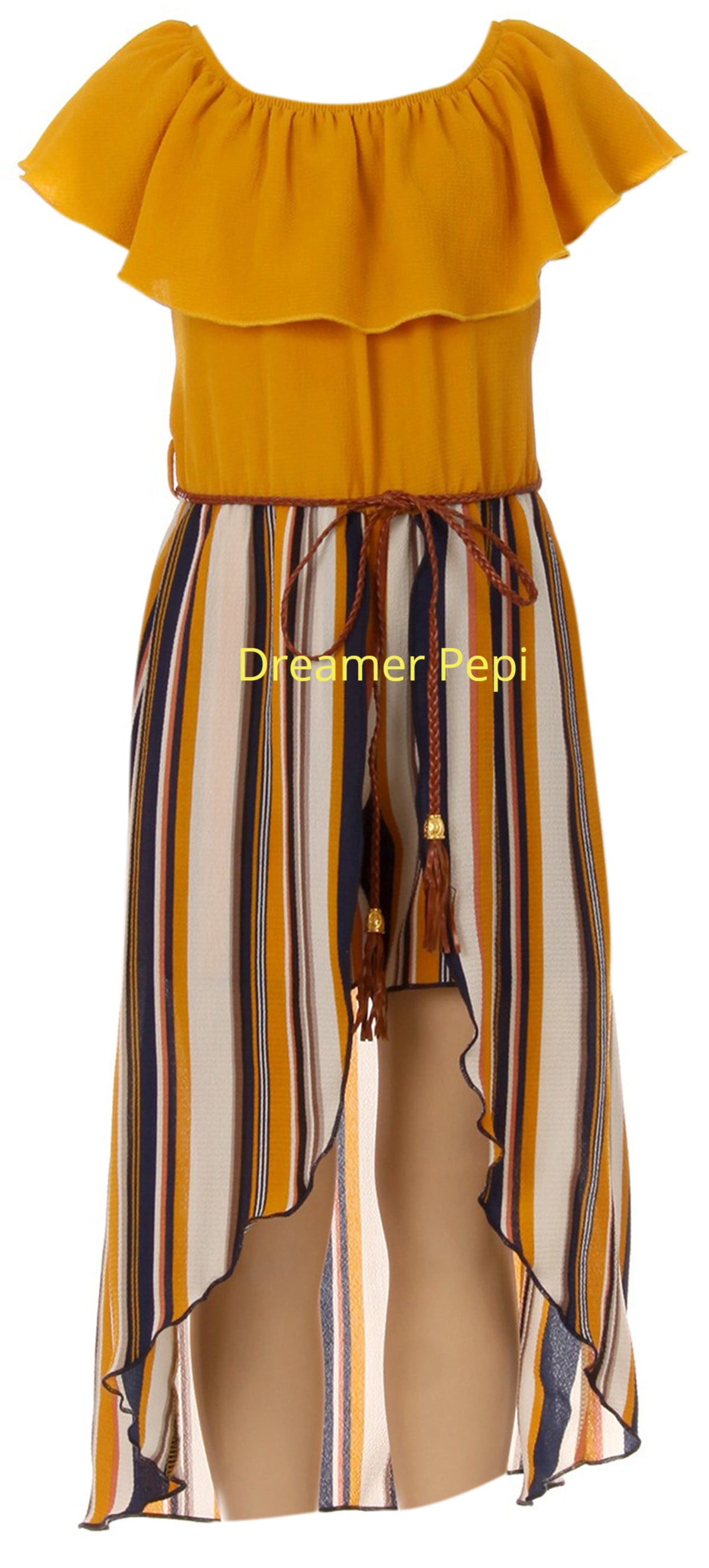 Gown Off Shoulder Maxi Skirted Romper Big Girls' Off Shoulder