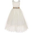 thumbnail image 1 of Big Girls Off White Custom Rhinestone Belt Lace First Communion Formal Flower Girl Dress Champagne 12 (J2K0S73), 1 of 5