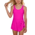 thumbnail image 1 of Big Girls One-Piece Bathing Suit Solid Color Sleeveless Swimsuit Adjustable Straps Print Swimwear For Beach Pool,Red,SIZE 145, 1 of 8
