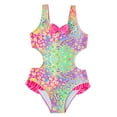 thumbnail image 1 of Big Girls One Piece Swimsuits Sport Beach Bathing Suit Swimwear Size 9-10T, 1 of 7