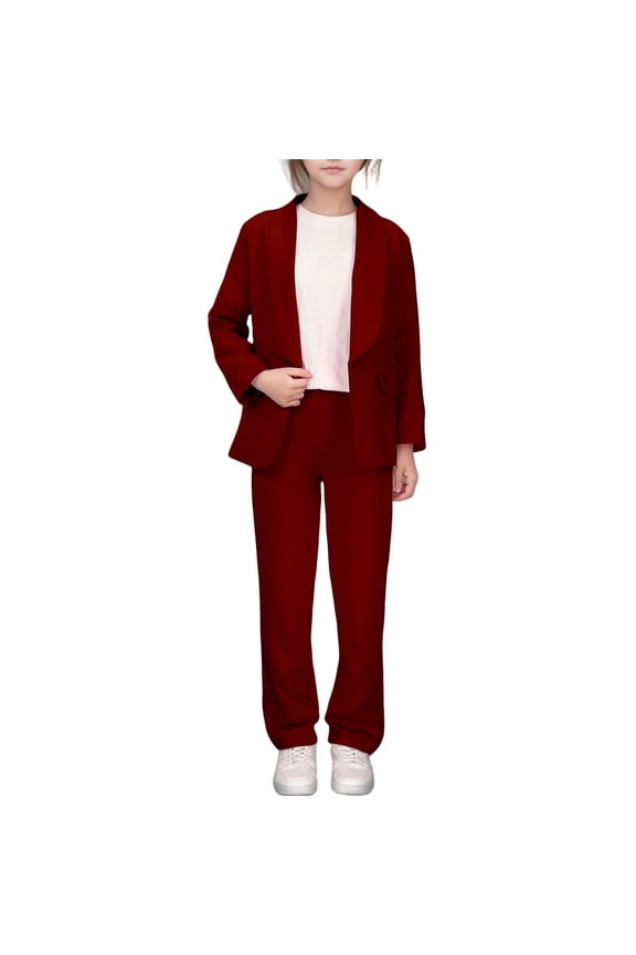 Big Girls Outfits Set Outfit Set Girls Classic Lapel Trendy Design Open Front Blazer Suit Fashionable British Casual Style Daily Wear Kids Spring Autumn Outdoor Fashion Clothes 13T-14T