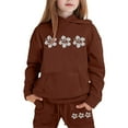 thumbnail image 1 of Big Girls Outfits Sets Casual Hooded Sweatshirt Joggers 2 Piece Printed Pullover Tracksuit Kids Fall Girls Clothing Sets Coffee Size 8-9T, 1 of 6