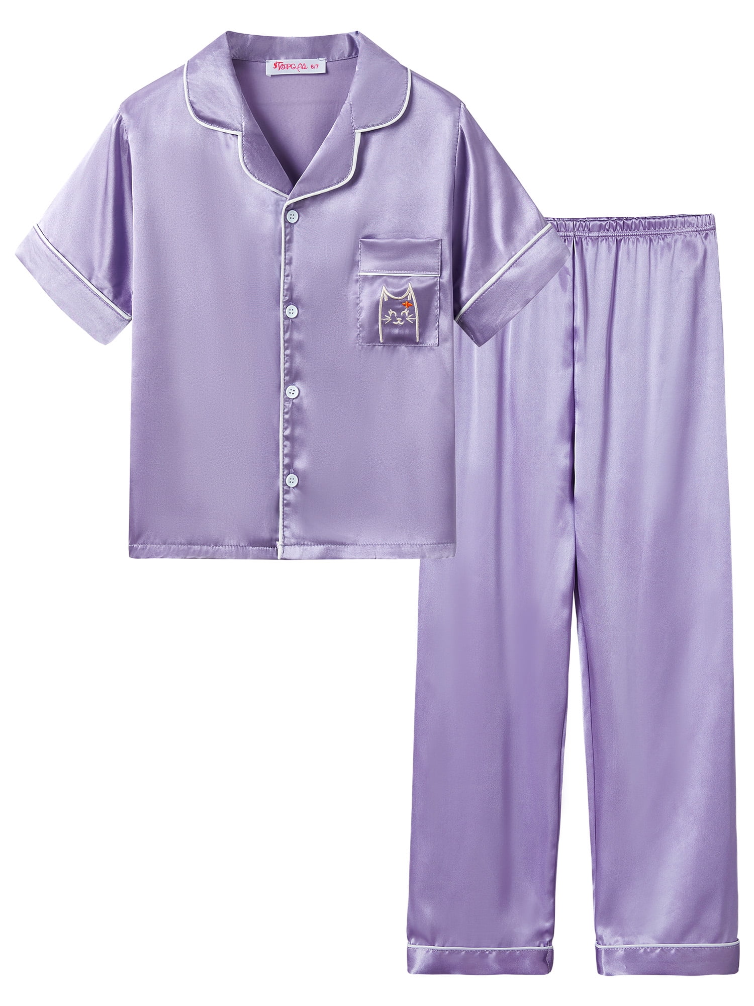 Satin cat pajamas clearance