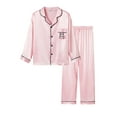 thumbnail image 1 of Big Girls Pajamas Size 10 - Quality Satin Cute Cat Long Sleeve Loungewear Pink, 1 of 7