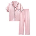 thumbnail image 1 of Topgal Big Girls Pajamas Size 12 - Quality Satin Cute Cat Short Sleeve & Pants Loungewear Pink, 1 of 7