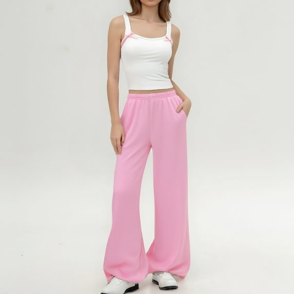 Big Girls Pants Set Outfits Set Long Sleeve Matching Sets Casual Outfits For Everyday Wear Beach School Parties Yoga Stylish Sleeveless Top Long Pants Set Spring Summer Clothes Set Pink 15-16 Years