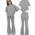 thumbnail image 1 of Big Girls Pants Set Outfits Set Short Sleeve Matching Sets Girls Summer Outfits Top And Pants Casual Fashion For Toddlers And Big Kids Comfortable Playwear Clothes Set Grey 9-10 Years, 1 of 2