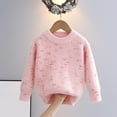 thumbnail image 1 of Big Girls Pink Cotton Knit Sweater (7 Years) - Speckled Design, Durable for Active Play, Machine Washable | Spring Fall Transitional School & Daily Wear, 1 of 3