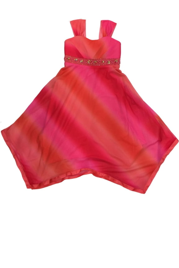 Big Girls Pink & Orange Hombre Tulle Tank Top Holiday Party Flower Girl Dress 8