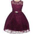 thumbnail image 1 of Big Girls' Pleated Lace Illusion Top Sunburst Skirt Flowers Girls Dresses Purple Size 12, 1 of 7
