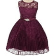 thumbnail image 1 of Big Girls' Pleated Lace Illusion Top Sunburst Skirt Flowers Girls Dresses Purple Size 14, 1 of 5