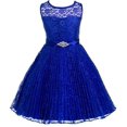 thumbnail image 1 of Big Girls' Pleated Lace Illusion Top Sunburst Special Flowers Girls Dresses Royal Size 16, 1 of 7