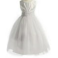 thumbnail image 1 of Big Girls' Pleated Satin Bodice Rosette Waist Flowers Girls Dresses White 8, 1 of 2