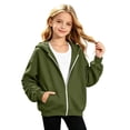 thumbnail image 1 of Big Girls Pullover Hoodie Sweatshirt Solid Color with Front Pocket Pullovers Tops Size 14-15T,Green, 1 of 5