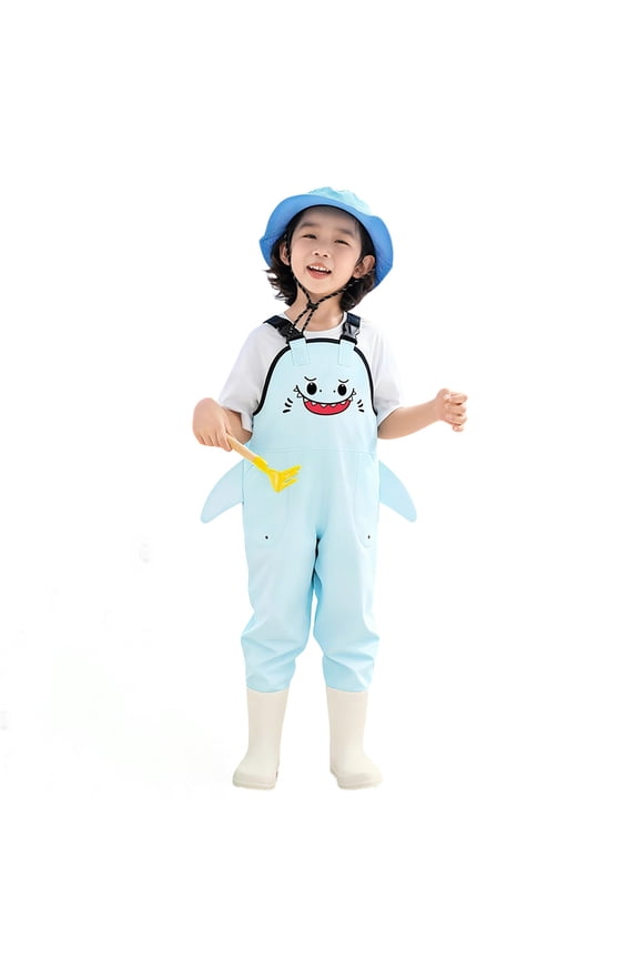Big Girls Rain Suit Overalls Playful Cartoon Design Kids Wading And Sand Play Gear Ideal for Beach Kindergarten Outdoor Adventures Rain Coats Size 13-14T