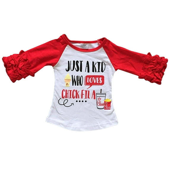 Big Girls' Ruffle Sleeve Raglan A Kid Who Love Fries Raglan Top T-Shirt Tee Red 8 XXXL (P318354P)