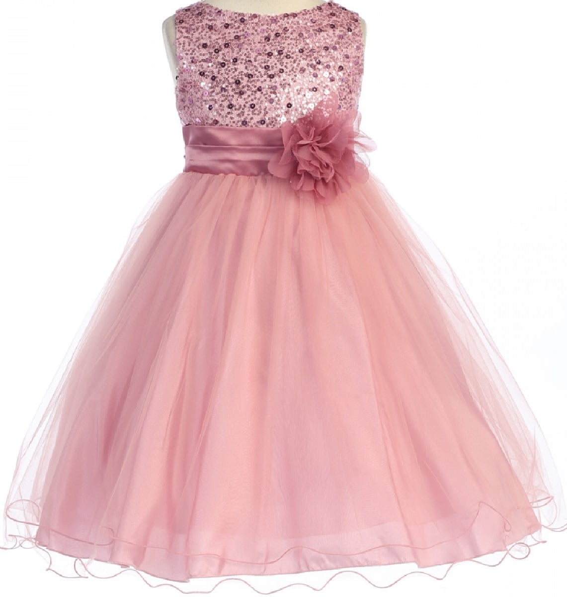 Big Girls' Sequin Junior Bridesmaid Wedding Pageant Flower Girl Dress