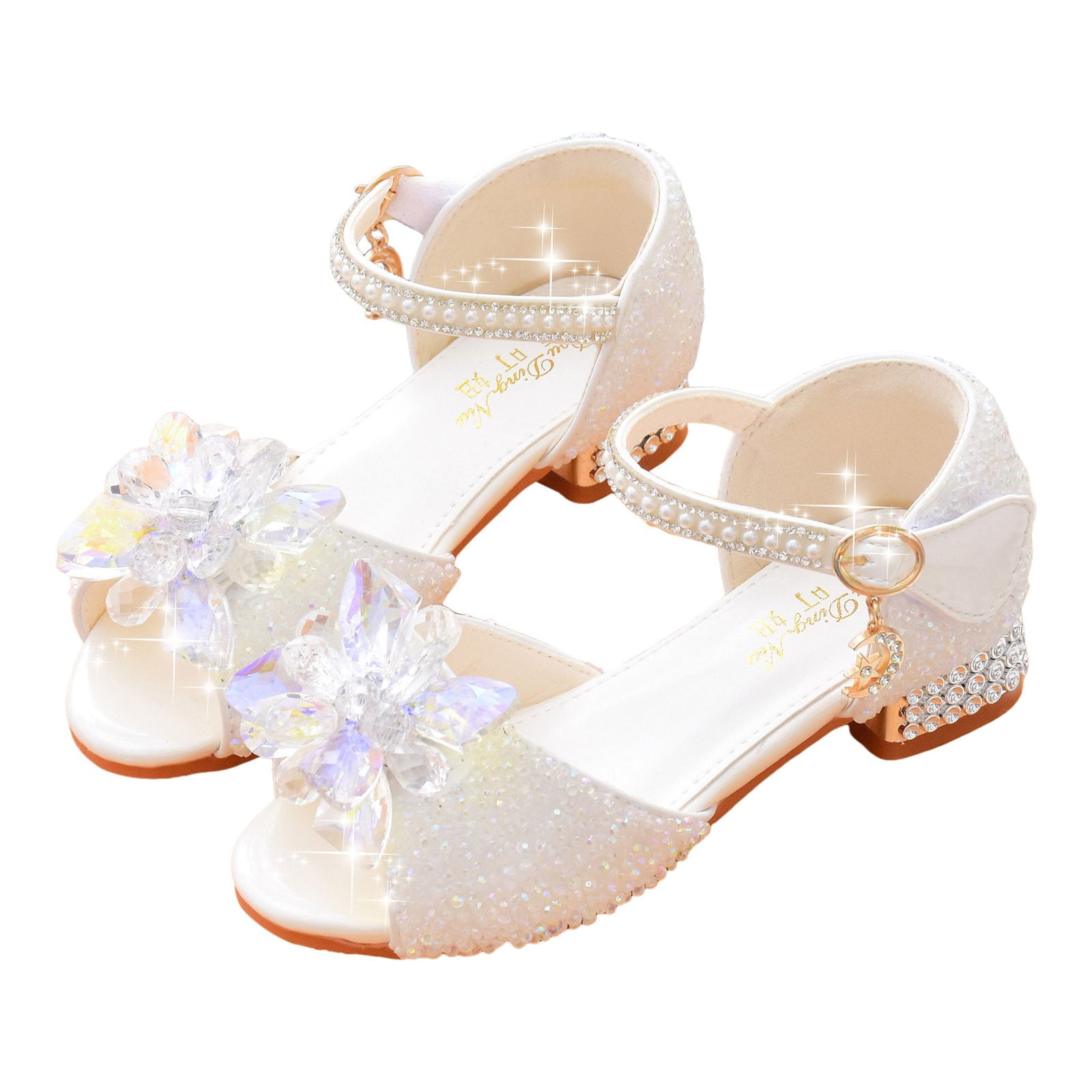 Big girls shoes bow knot iamond shiny sandals shoes high heels show