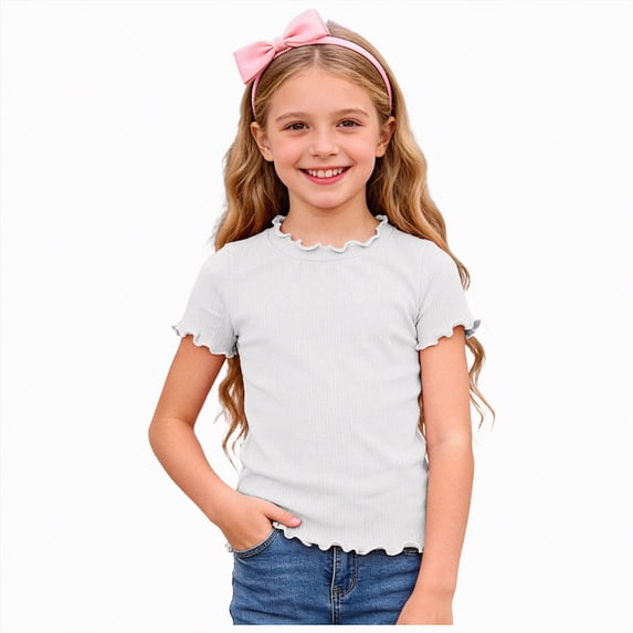 Big Girls Short Sleeve T-Shirts Graphic Print Crew Neck Loose Fit Trendy Casual 24 Months 2t 3t 4t 5t 6t 7t Daily Wear Tees Gibobby,3-4 Years,White