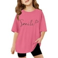 thumbnail image 1 of Big Girls Short Sleeve T Shirts Kids Summer Oversized Tops Casual Crewneck Basic Tees Clothes Size 13-14T, 1 of 6