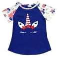 thumbnail image 1 of Big Girls' Short Sleeve Unicorn American Flag Patriotic  Summer Top T Shirt Tee Blue 6 XL (P501370P), 1 of 2