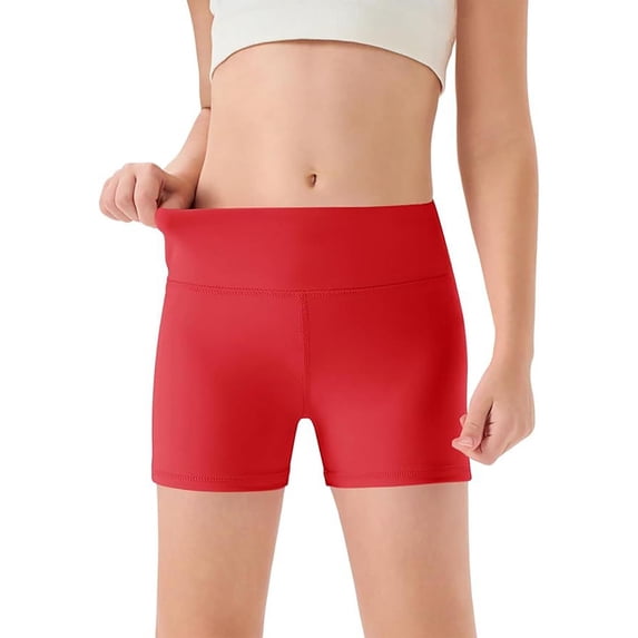 Big Girls Shorts Summer Athletic Sports Bottoms High Waist Yoga Dance Shorts For Girls Comfortable Athletic Workout Capris With Soft Stretch Fabric For Kids,Red,150/(9-10 Years)