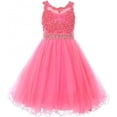 thumbnail image 1 of Big Girls Sleeveless Elegant Rhinestone Pearl Beaded Junior Bridesmaid Flower Girl Dress Pink 10 (C50C13), 1 of 5