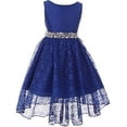 thumbnail image 1 of Big Girls' Sleeveless High Low Rhinestones Belt Pageant Flower Girl Dress Royal 16 (M3B6K0), 1 of 5