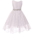 thumbnail image 1 of Big Girls' Sleeveless High Low Rhinestones Belt Pageant Flower Girl Dress White 14 (M3B6K0), 1 of 5