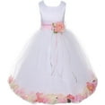 thumbnail image 1 of Big Girls' Sleeveless Satin Flower Petal Sash Flowers Girls Dresses White Pink 14 (K16D0B), 1 of 1