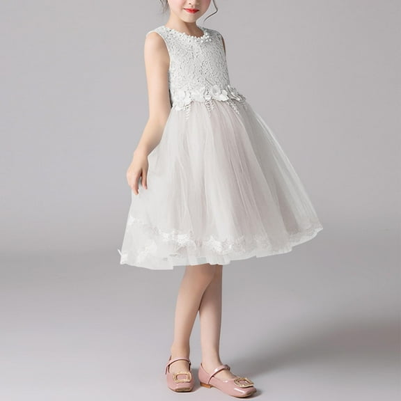Big Girls Sleeveless Tutu-Dresses Size 3-14 Teens Kids Elegant A-Line Layered-Tulle Solid Color Semi-Formal Wedding Guest Flower Girl Dress