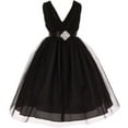 thumbnail image 1 of Big Girls' Sleeveless V Neck Tulle Rhinestone Party Birthday Flower Girl dress Black Size 10, 1 of 4