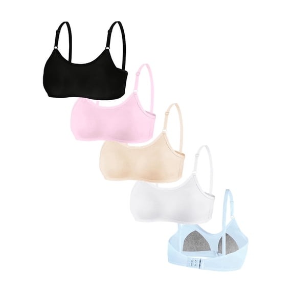 Big Girls Soft Stretch Cotton Training Bra Value Pack Light Padded Wireless Adjustable Straps Back Closure Breathable 10-16