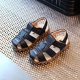 thumbnail image 1 of Big Girls Solid Color Flat Soft Sole Princess Summer Sandals Black 4.5-5 Years, 1 of 5