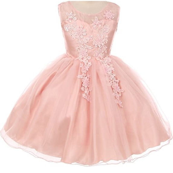 Big Girls' Special 3D Flowers Embroidered Flowers Girls Dresses Blush 10 (J36K01)