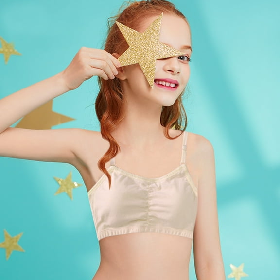 Big Girls Student Training Bras Wireless Light Padded Sports Cropped Bras For Teens Underwear Adjustable Bra Vest Teenager Underclothes Pouch Bag Cropped Tops for Women Long Sleeve Tube Top Stretchy