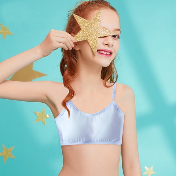 Big Girls Student Training Bras Wireless Light Padded Sports Cropped Bras For Teens Underwear Adjustable Bra Vest Teenager Underclothes Strapless Tube Top Stretchy Tube Tops Women Leather Tops