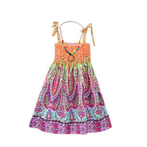 Big Girls Summer Casual Floral Boho Dress Party Beach Dresses Kids Spaghetti Strap Sundress