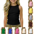 thumbnail image 1 of Big Girls Summer Tank Tops Crewneck Sleeveless Undershirts Tops Size 13-14T , Black, 1 of 9