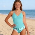 thumbnail image 1 of Big Girls Swimsuit Adjustable Straps Floral print Two Piece tankini set Bathing Suit Graphic Sleeveless with briefs For Beach Pool, 1 of 7